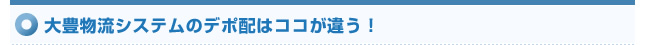 大豊物流システムのデポ配はココが違う！